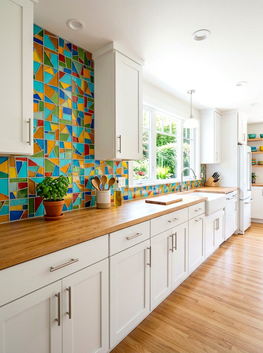 Recycled Tile Kitchen Backsplash - 30 eco friendly kitchen ideas
