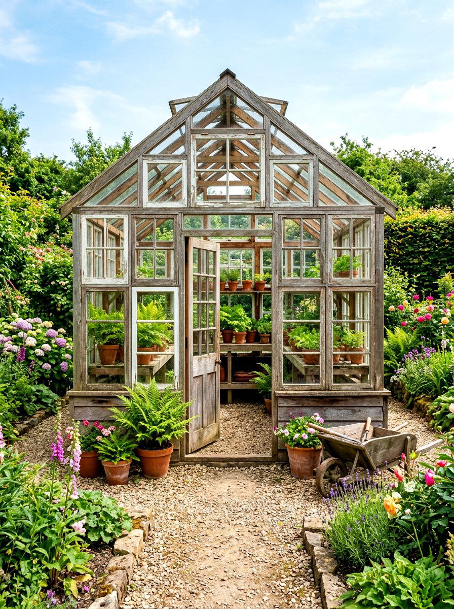 Recycled Window Greenhouse - 30 budget greenhouse ideas