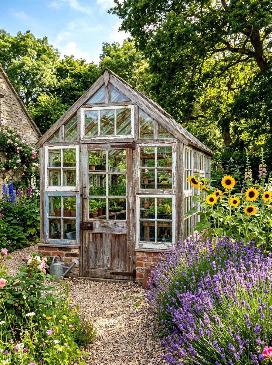 Recycled Window Greenhouse - 30 mini greenhouse ideas