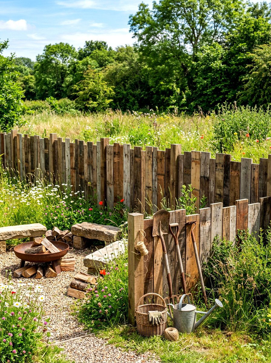 Recycled Wood Fence - 30 cheap fence ideas