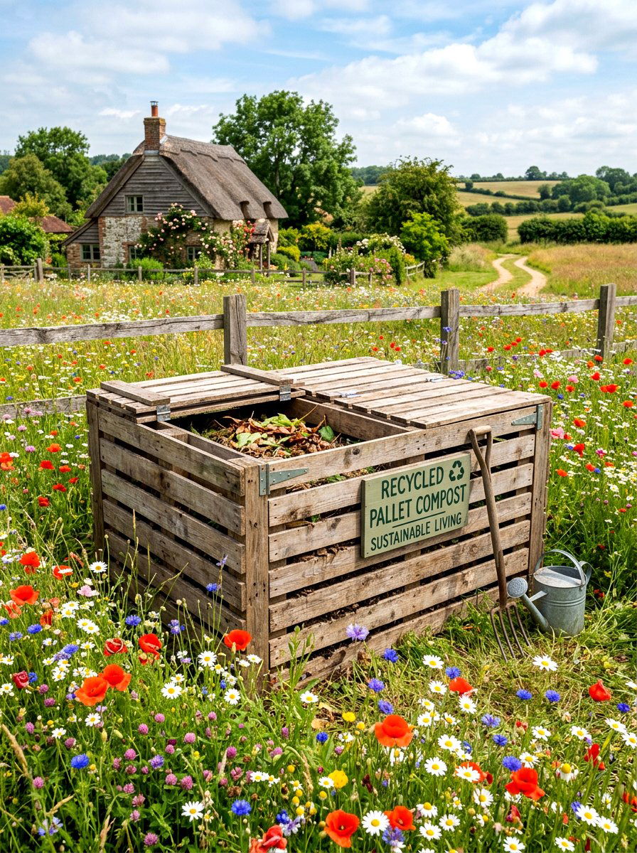 Recycled Wood Pallet Bin - 30 compost station ideas