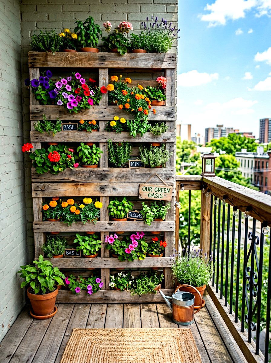 Recycled Wood Pallet Planters - 30 balcony privacy planter ideas