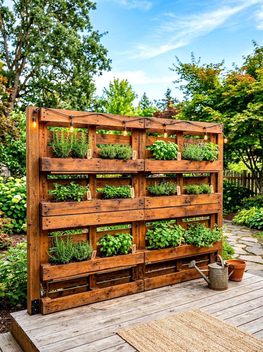 Recycled Wood Pallet Wall - 30 porch privacy screen ideas