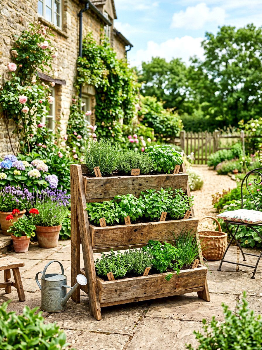 Recycled Wood Planter - 30 kitchen garden ideas