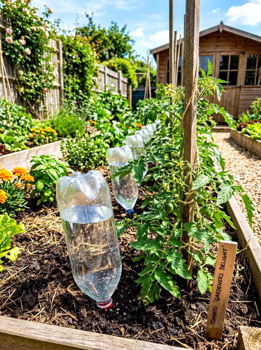 Recycled bottle watering - 30 raised bed irrigation ideas