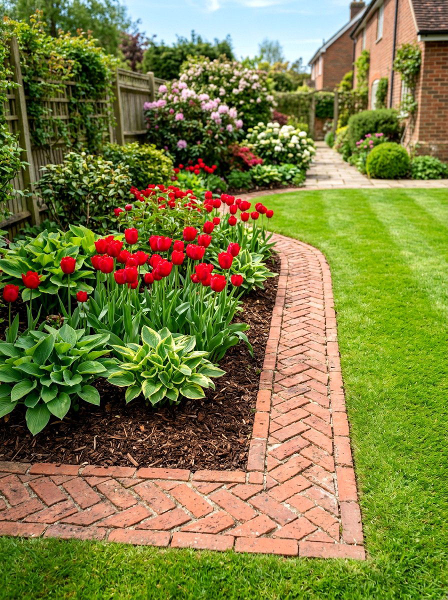 Recycled brick garden edging - 30 budget front yard ideas