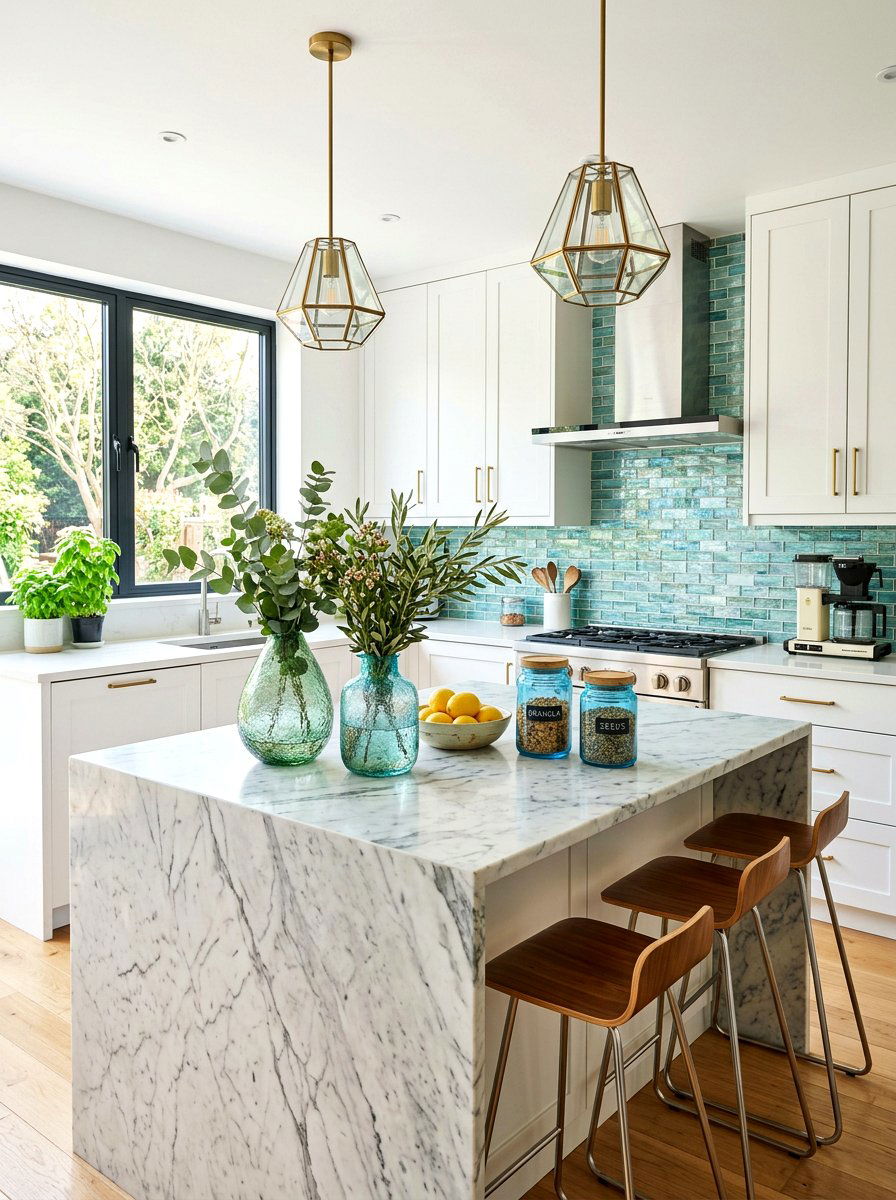 Recycled glass kitchen - 30 sustainable home decor ideas