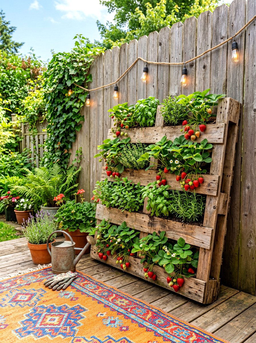 Recycled pallet deck gardens - 30 deck planter ideas