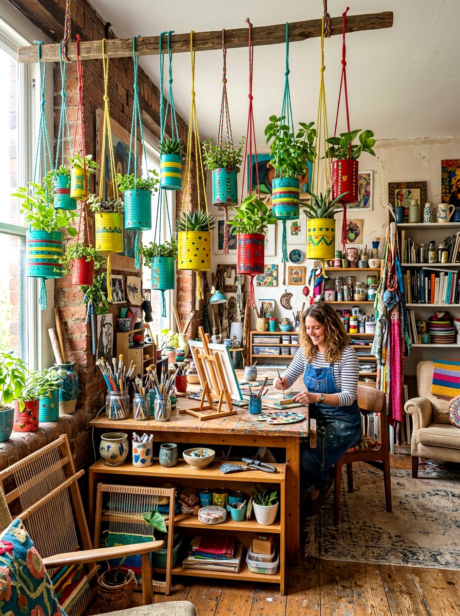 Recycled tin can - 30 hanging planter ideas