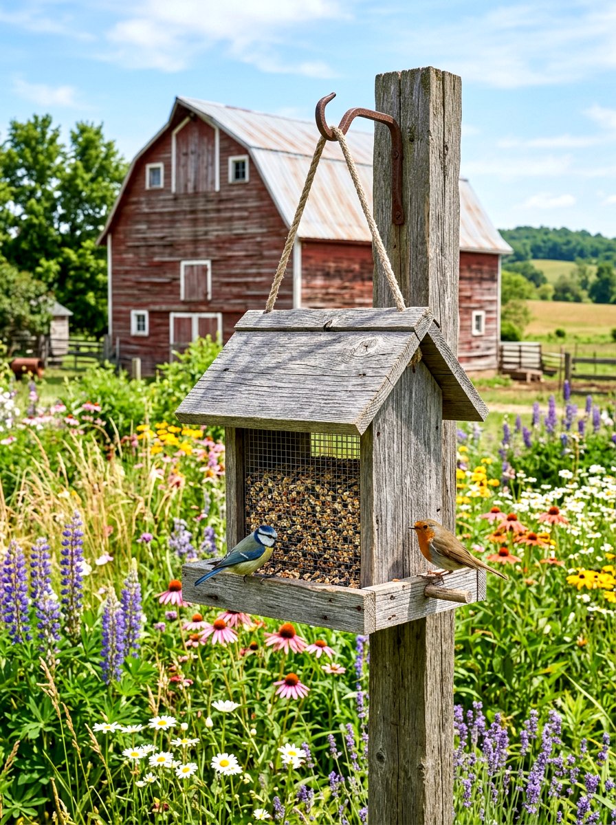 Recycled wood bird feeder - 30 bird feeder garden ideas