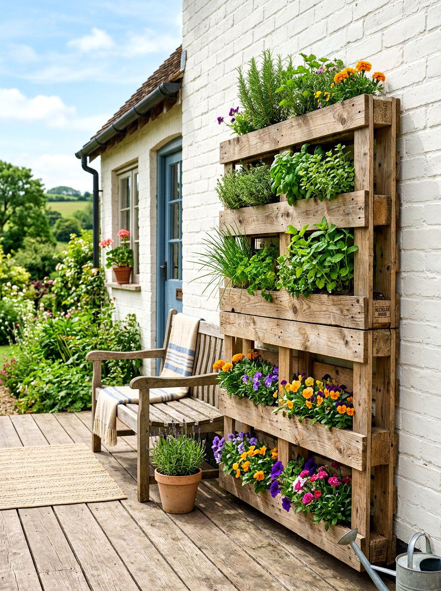 Recycled wood pallet planter - 30 privacy planter screen ideas