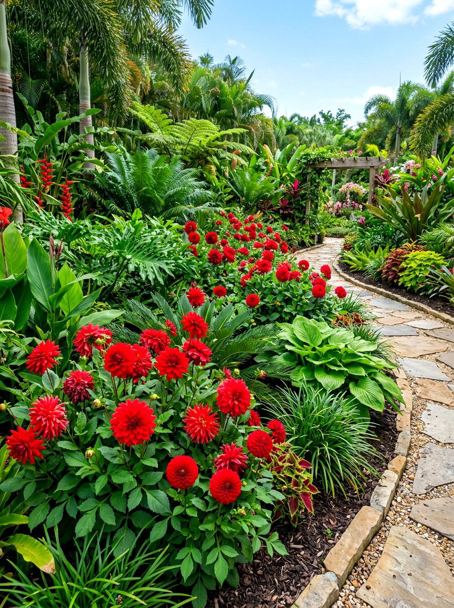 Red And Green Flower Bed - 30 flower bed color ideas