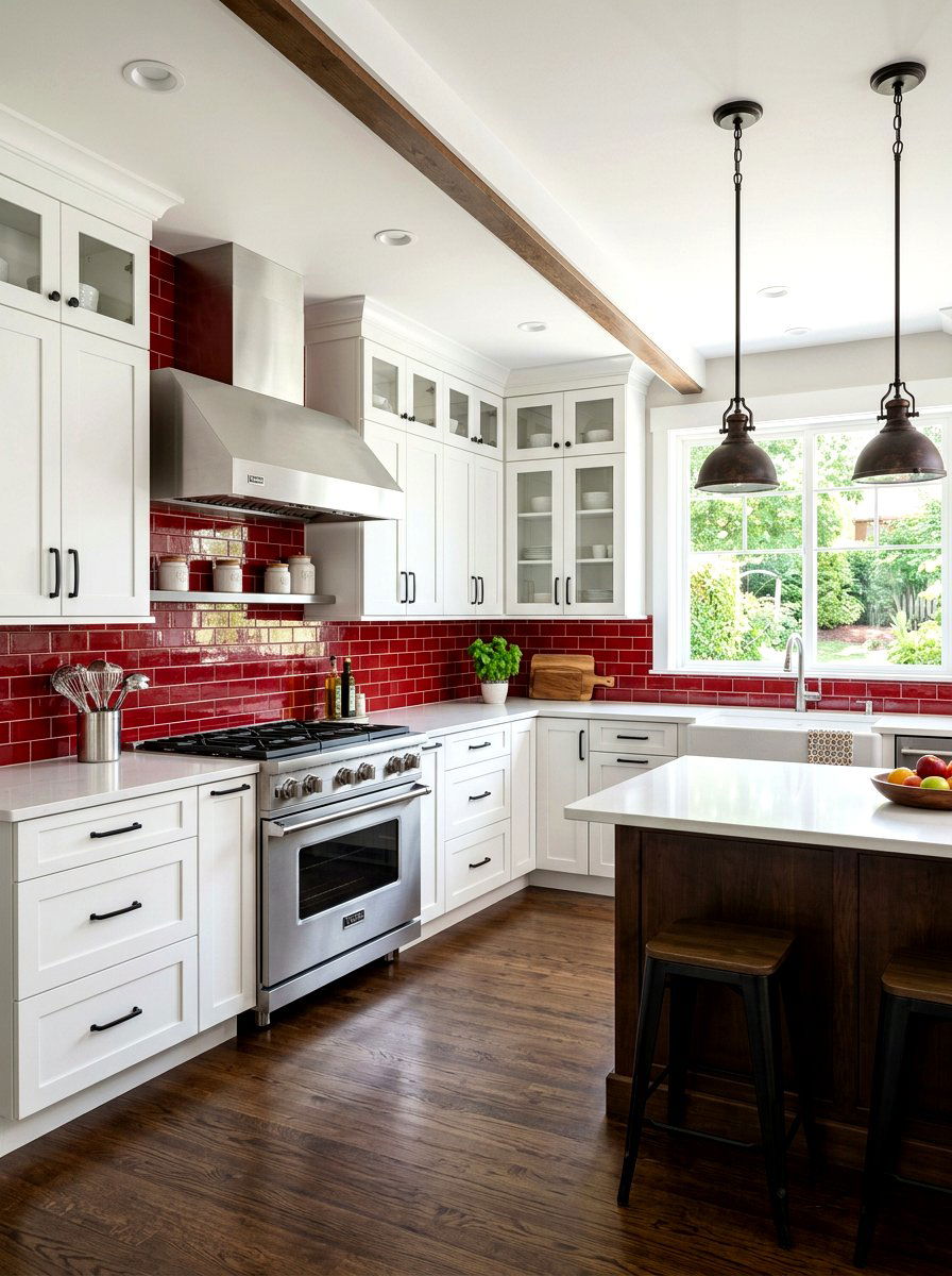 Red Backsplash Tiles - 30 tomato red kitchen ideas