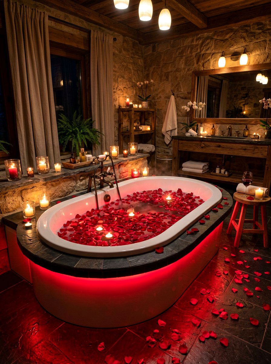 Red Bathtub Surround Light - 30 red light bathroom ideas