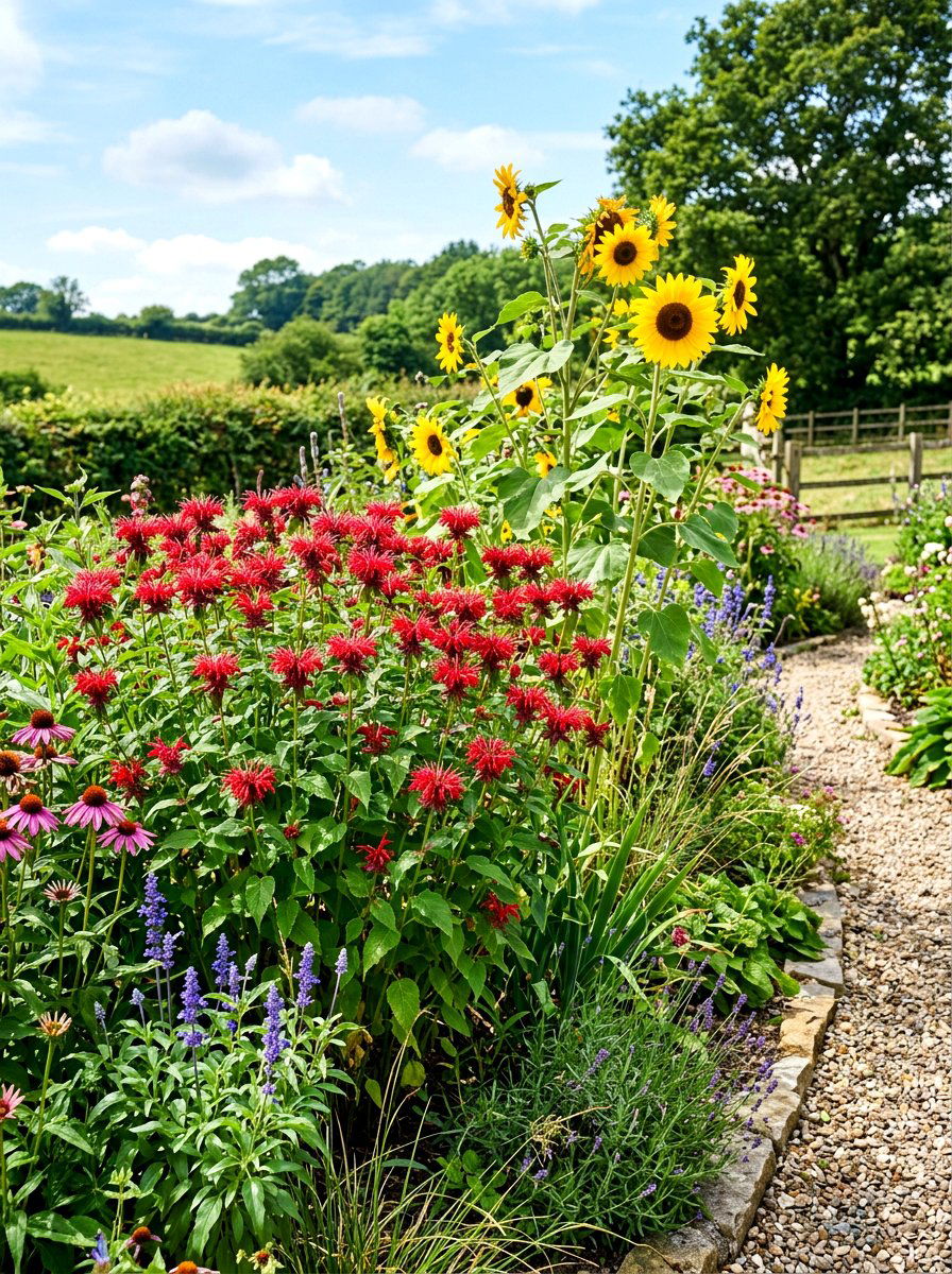 Red Bee Balm - 30 flower bed plant ideas