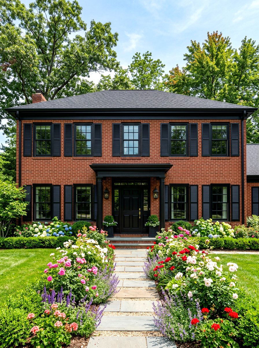 Red Brick Black Trim - 30 black trim exterior ideas
