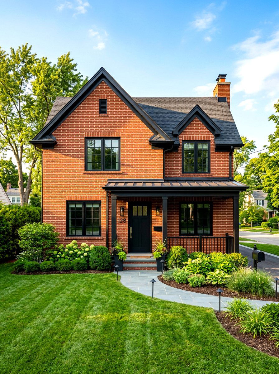 Red Brick Black Trim - 30 brick house exterior ideas