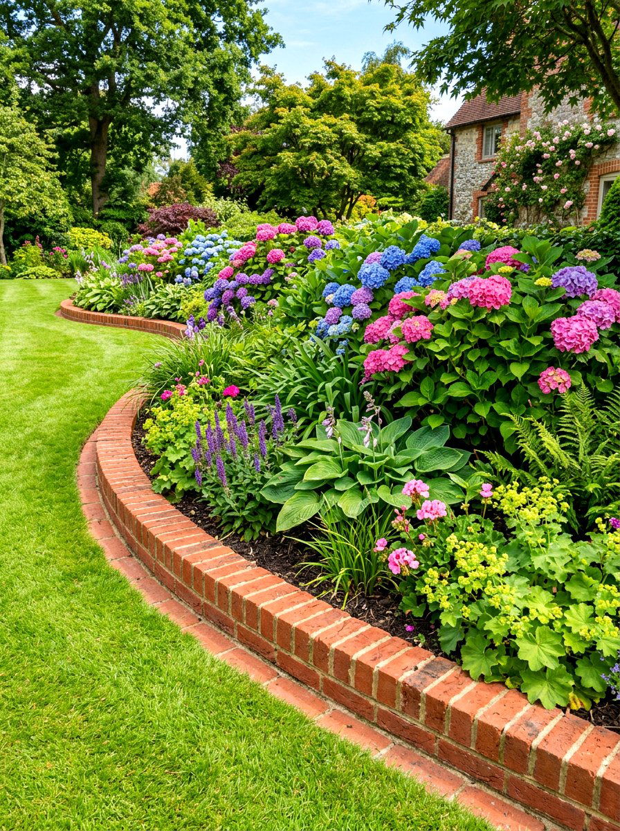 Red Brick Flower Bed Border - 30 brick border front yard ideas