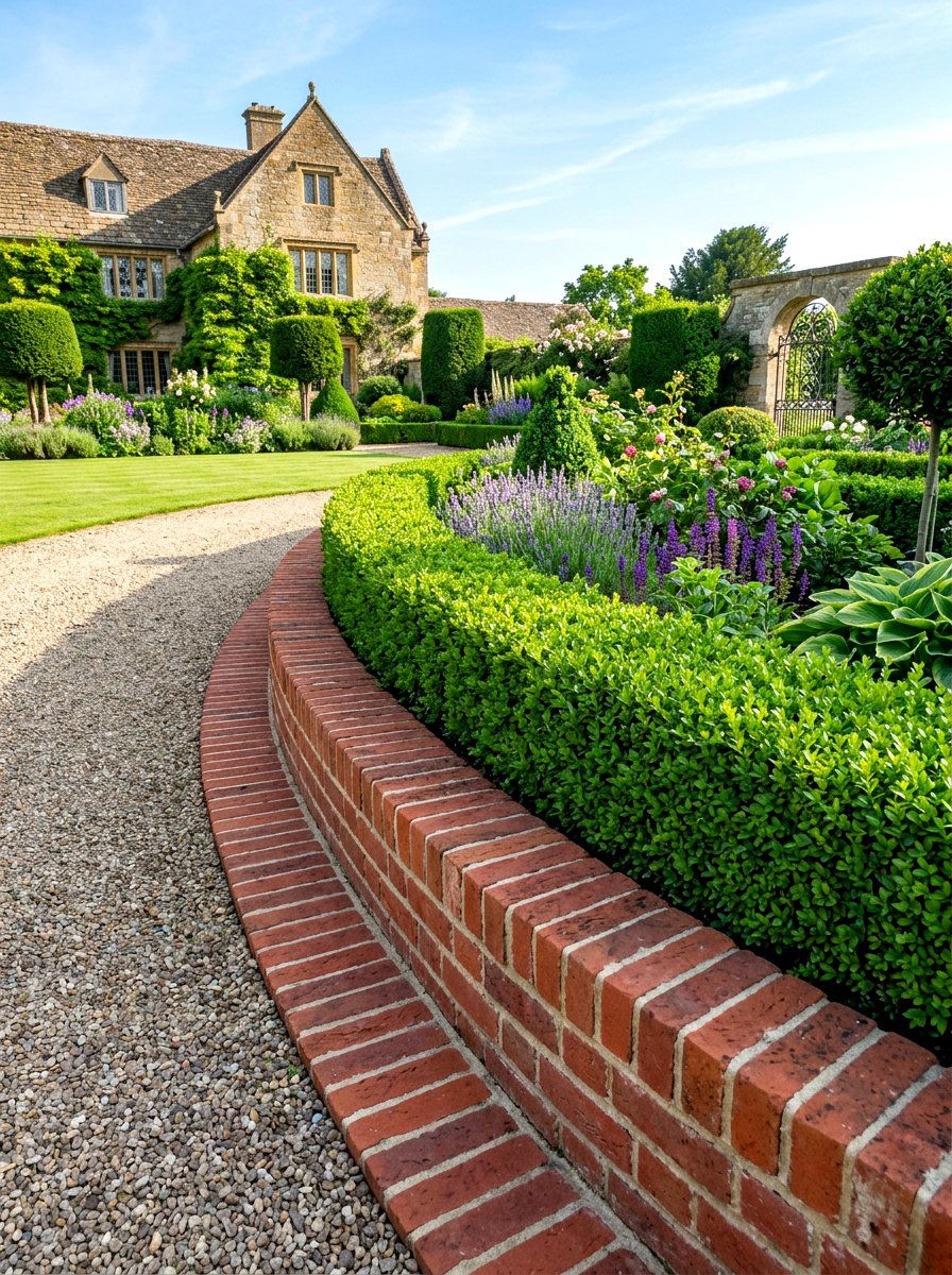 Red Brick Garden Border - 30 raised bed border ideas