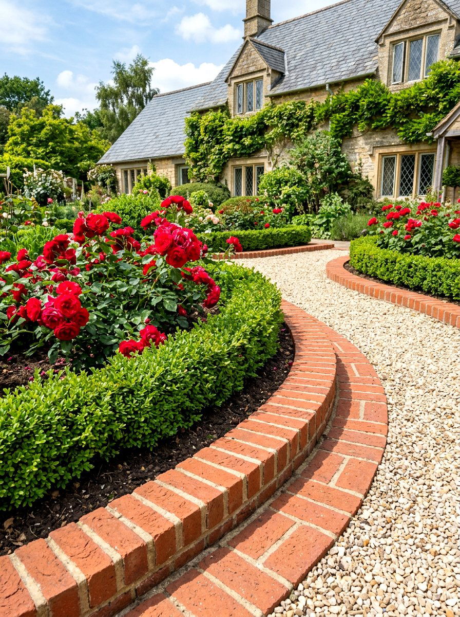 Red Brick Garden Edging - 30 flower bed border ideas