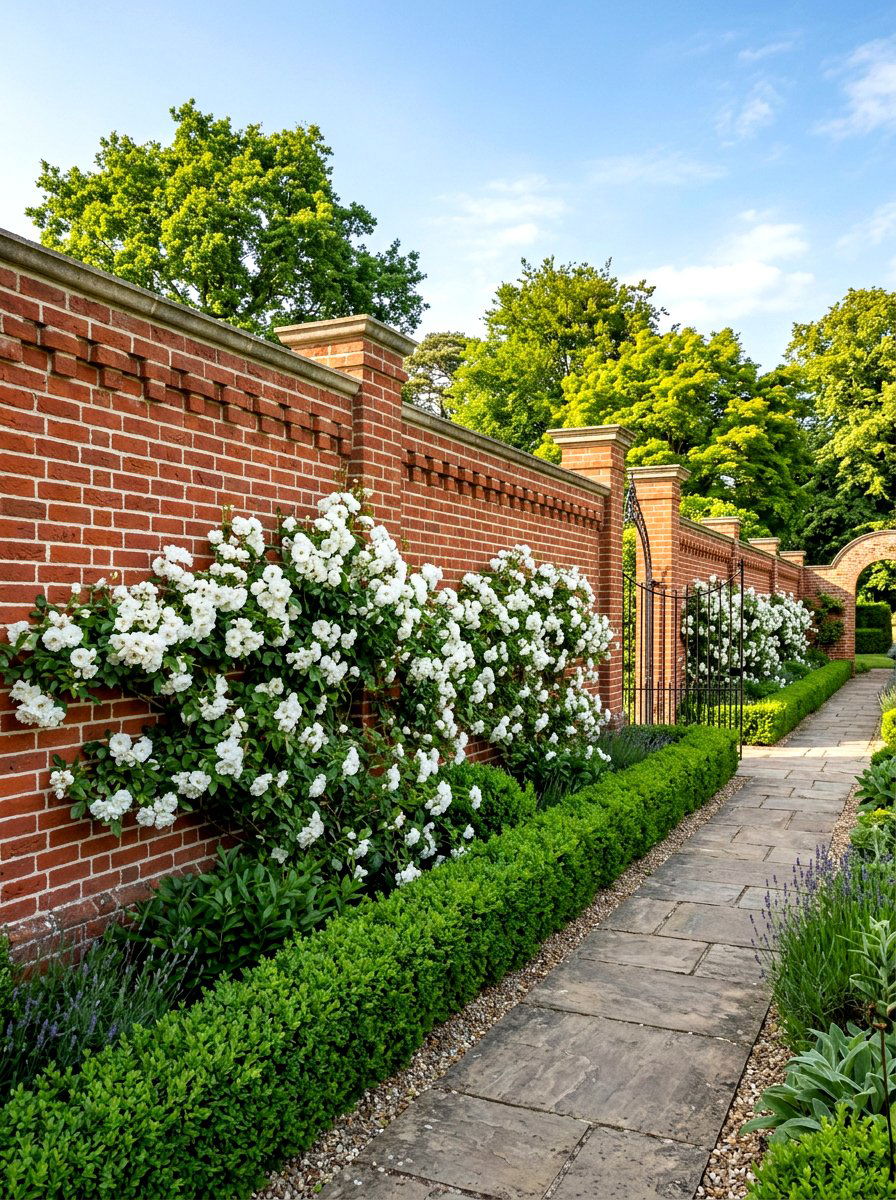 Red Brick Garden Wall - 30 garden retaining wall ideas