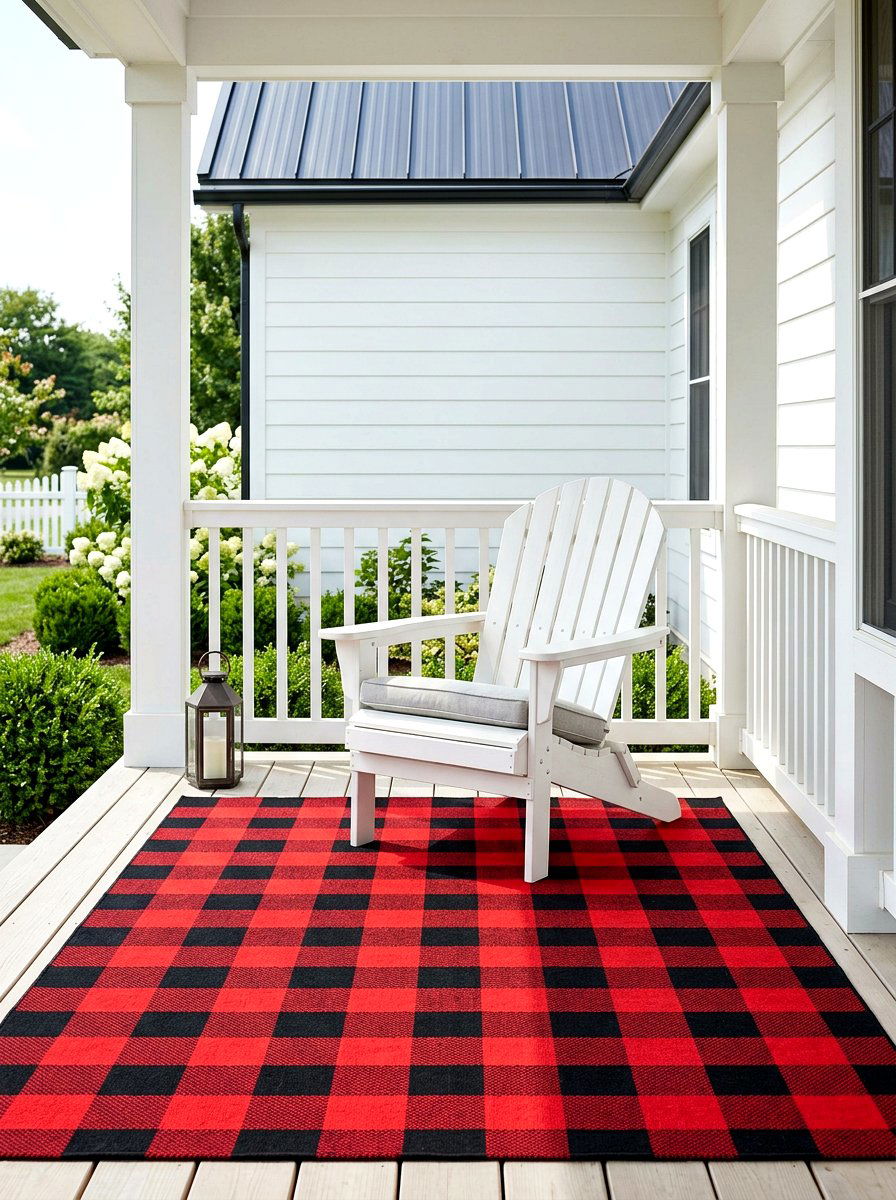 Red Buffalo Check Rug - 30 front porch Valentine decor ideas