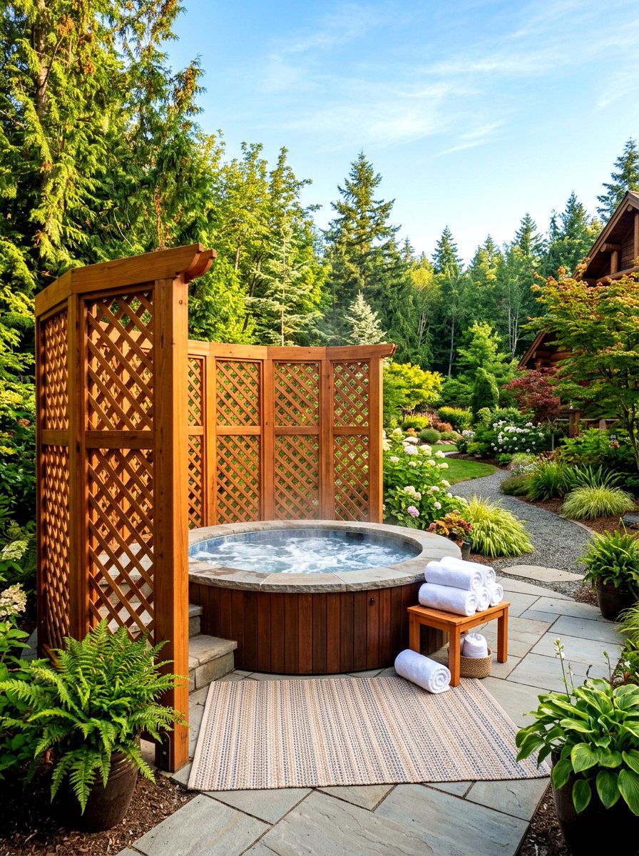 Red Cedar Lattice For Hot Tub - 30 lattice fence ideas