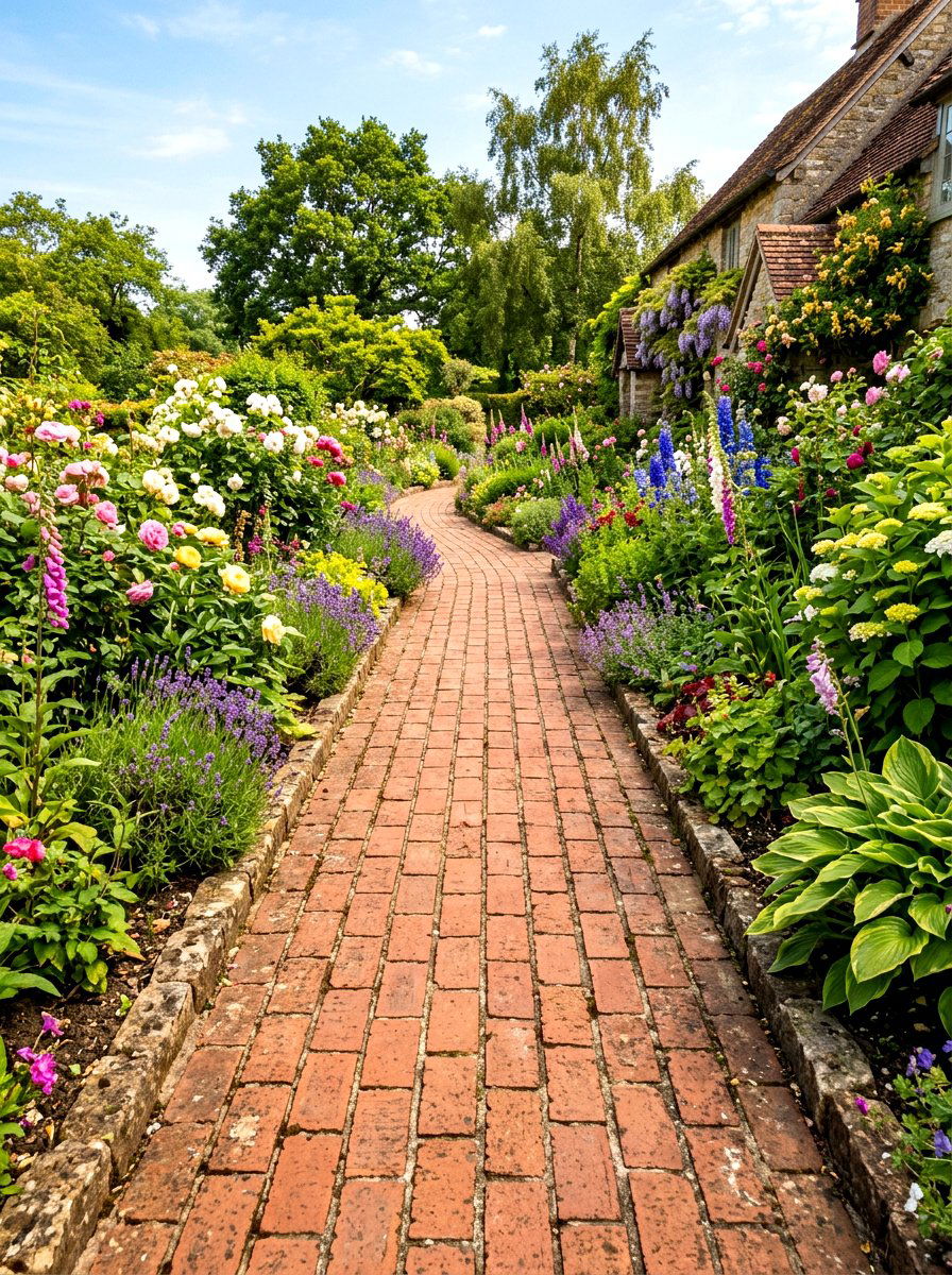 Red Clay Brick - 30 stepping path backyard ideas
