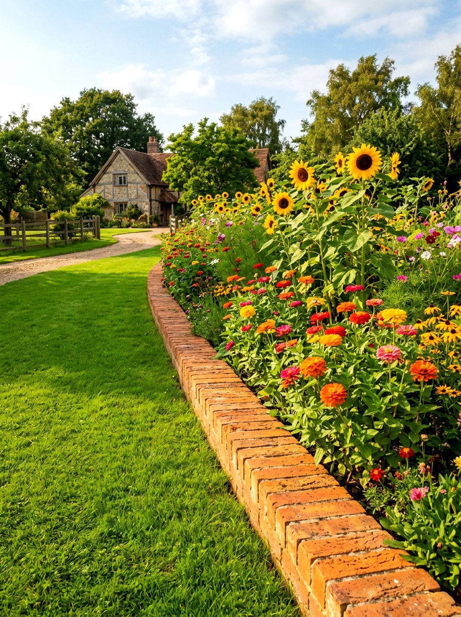 Red Clay Brick - 30 brick garden edging ideas