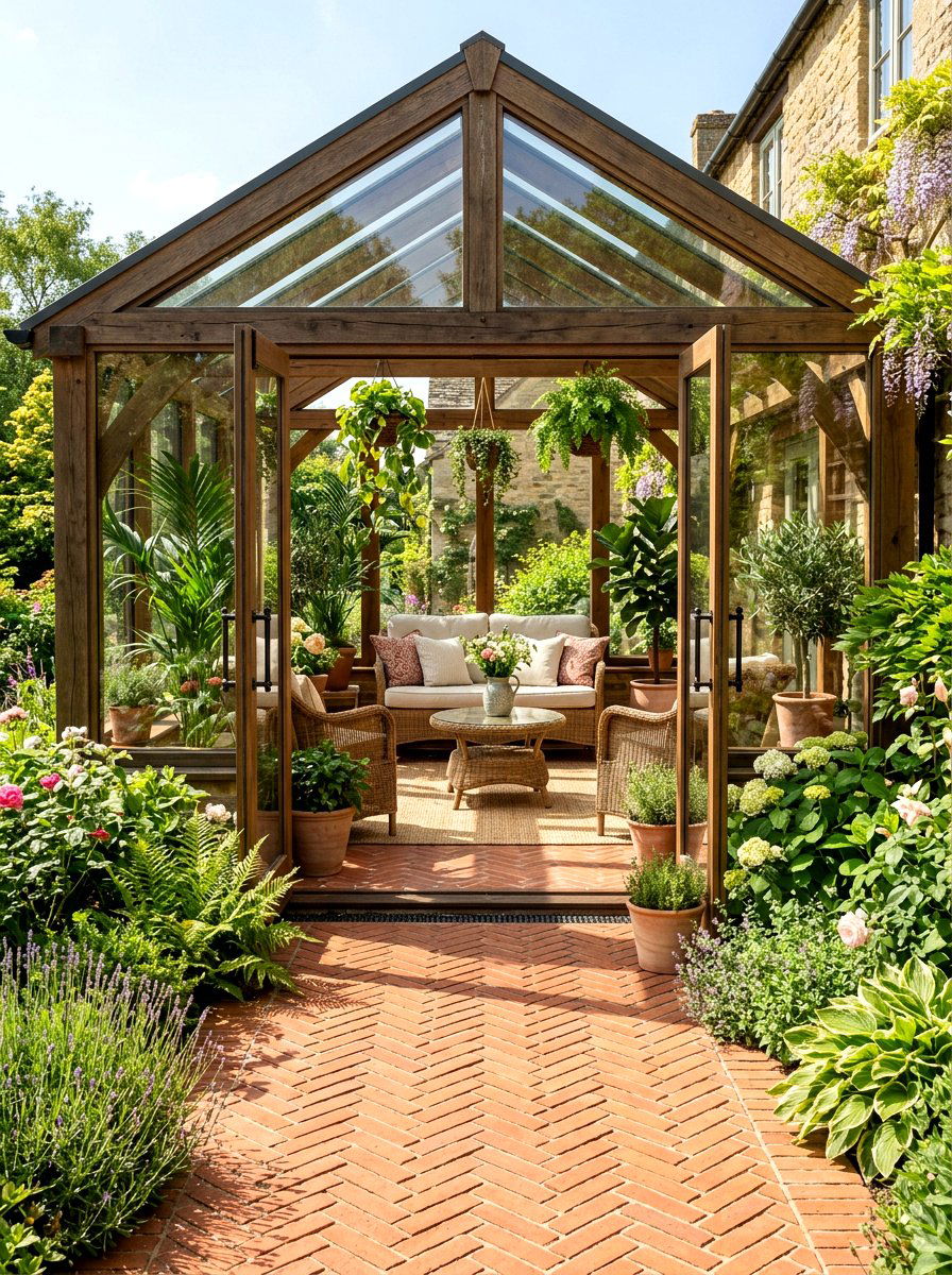 Red Clay Herringbone Sunroom - 30 herringbone floor ideas