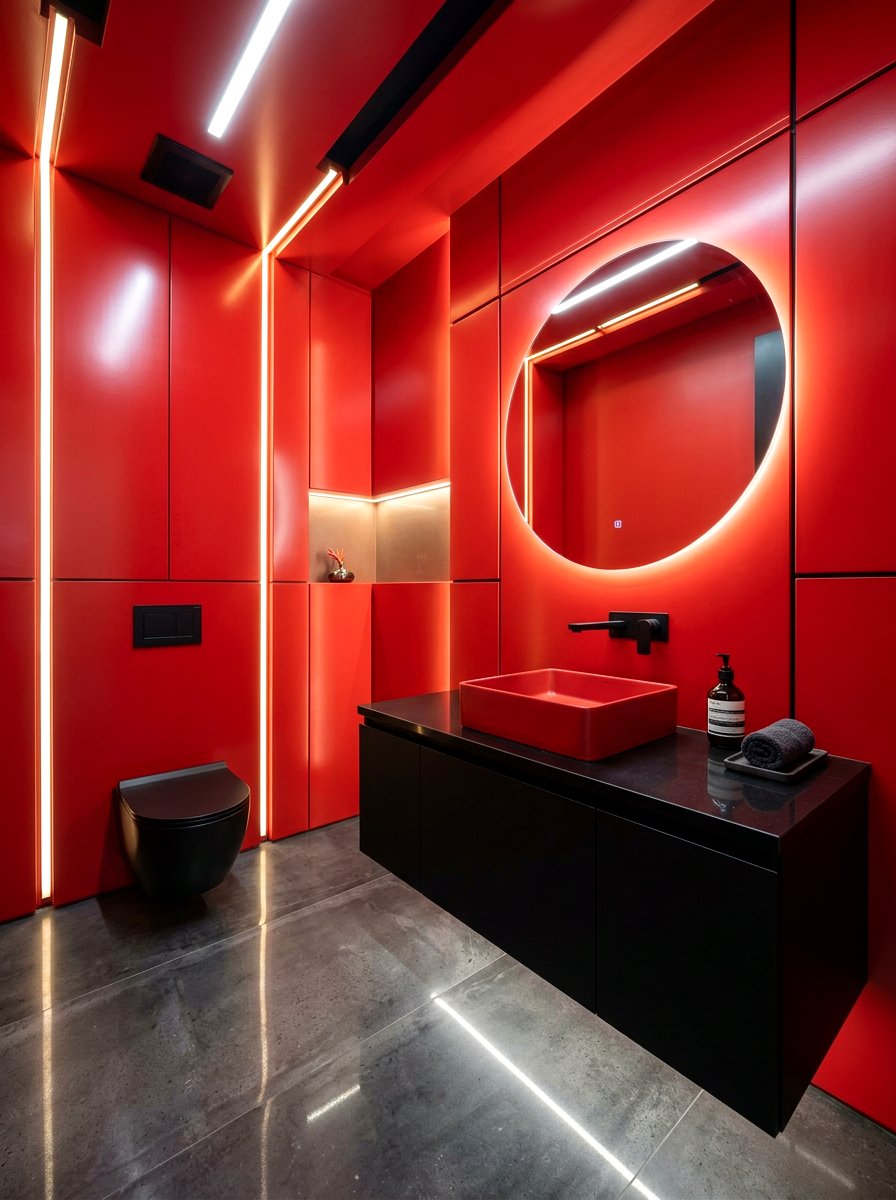 30 Cherry Red Powder Room Ideas for Bold, Glam Style Today