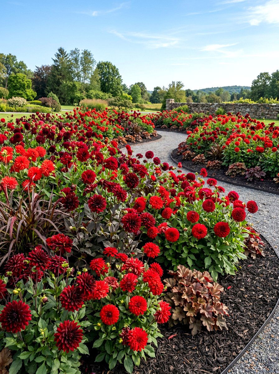 Red Dahlia Garden - 30 dahlia cutting patch ideas