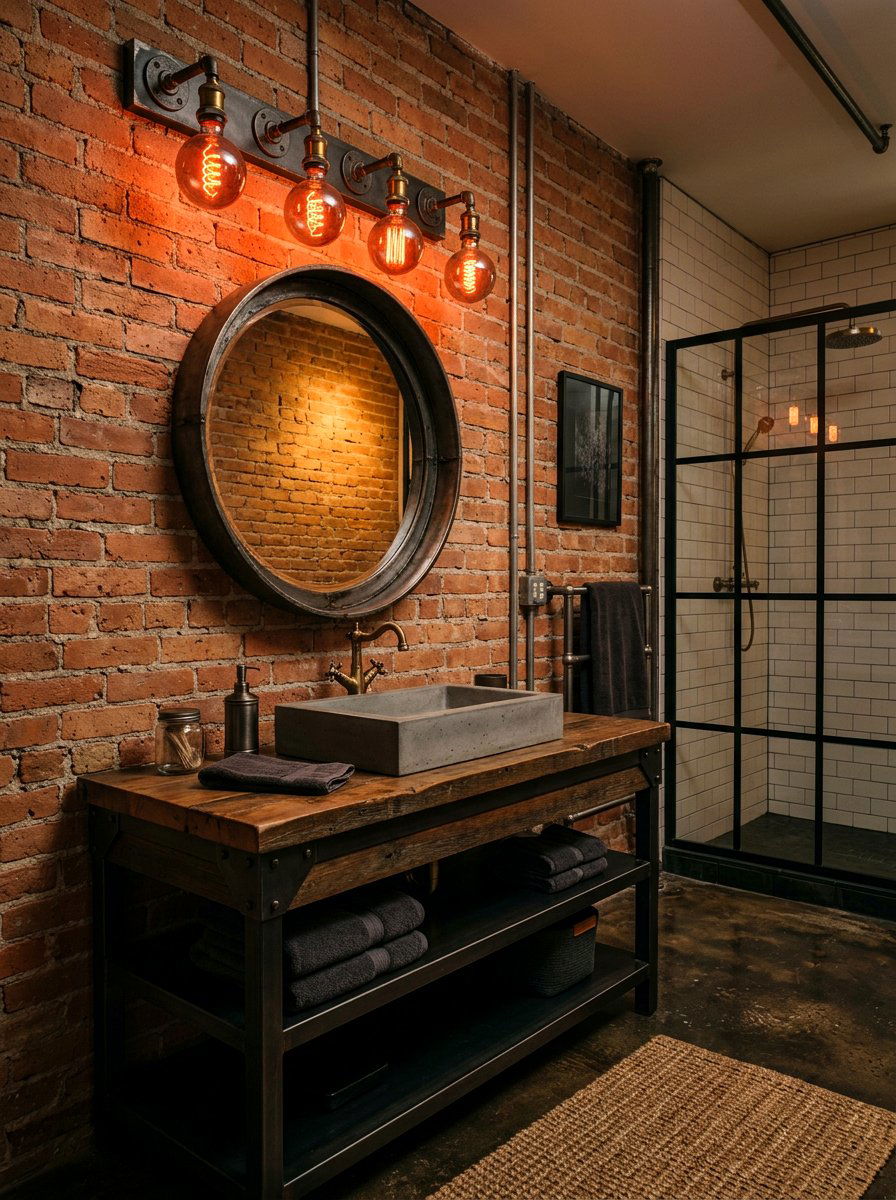 Red Edison Bulb Lighting - 30 red light bathroom decor ideas