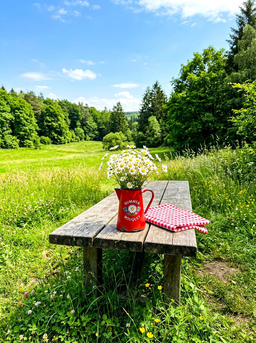 Red Enamel Pitcher - 30 cherry red table decor ideas