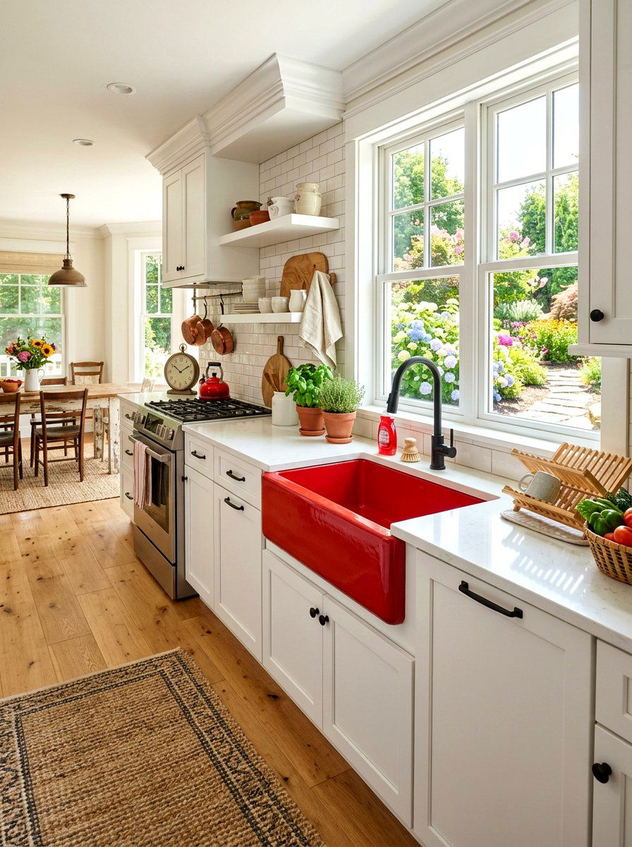 Red Farmhouse Kitchen Sink - 30 tomato red kitchen ideas