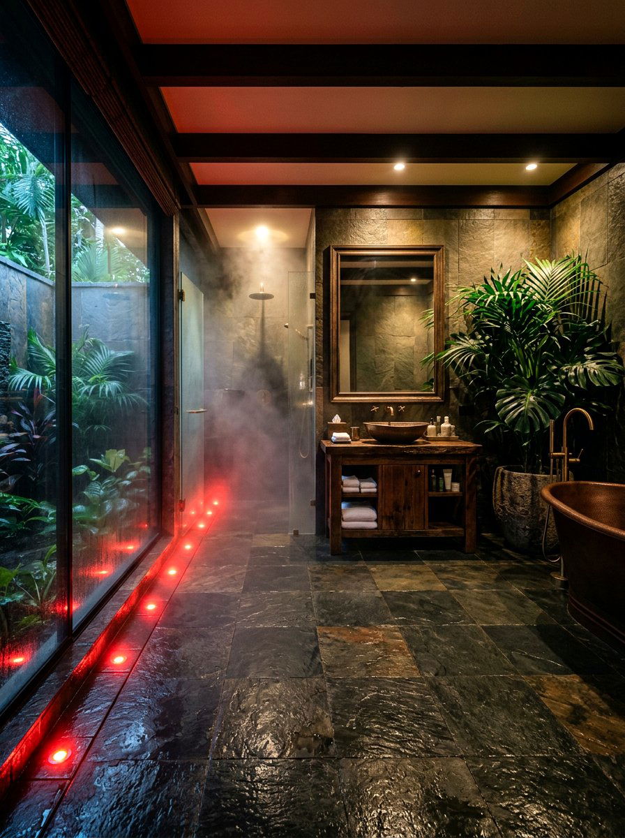 Red Floor Accent Light - 30 red light bathroom ideas