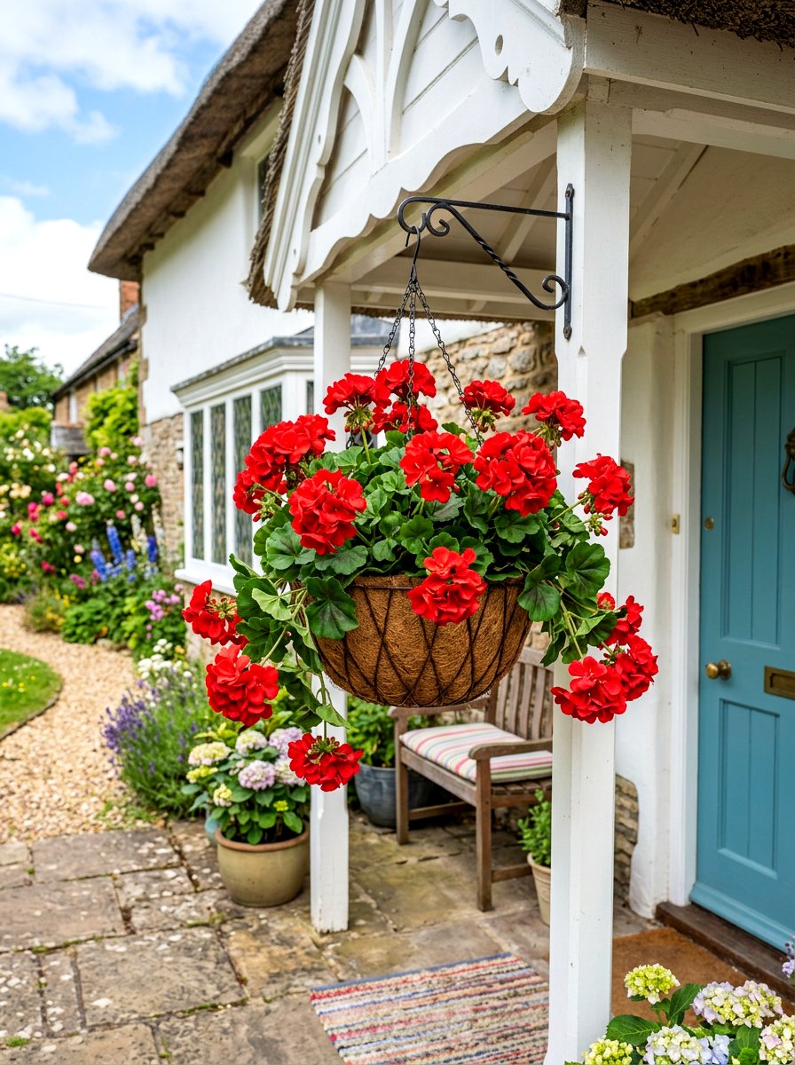 Red Floral Basket - 30 front porch Valentine decor ideas