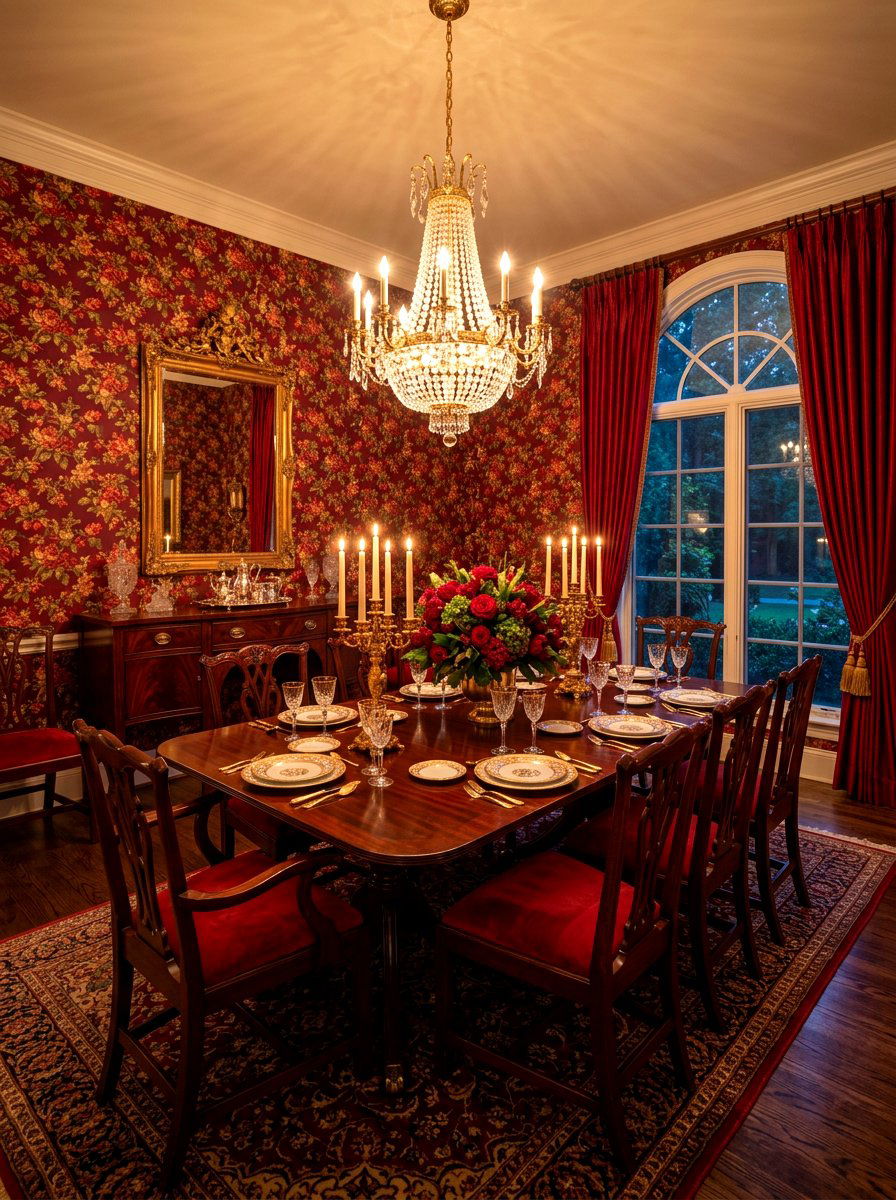 Red Floral Wallpaper - 30 floral dining wallpaper ideas