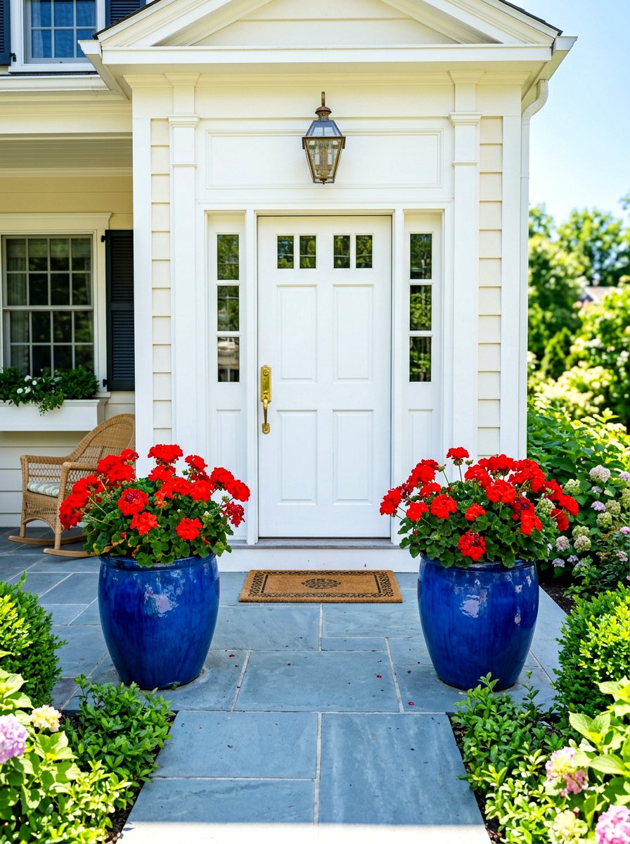 Red Geranium Porch Pot - 30 patriotic porch ideas