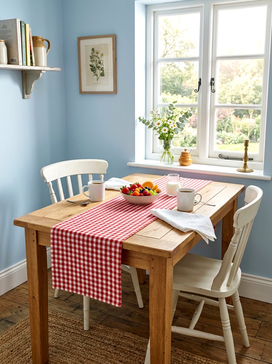 Red Gingham Runner - 30 cherry red table decor ideas