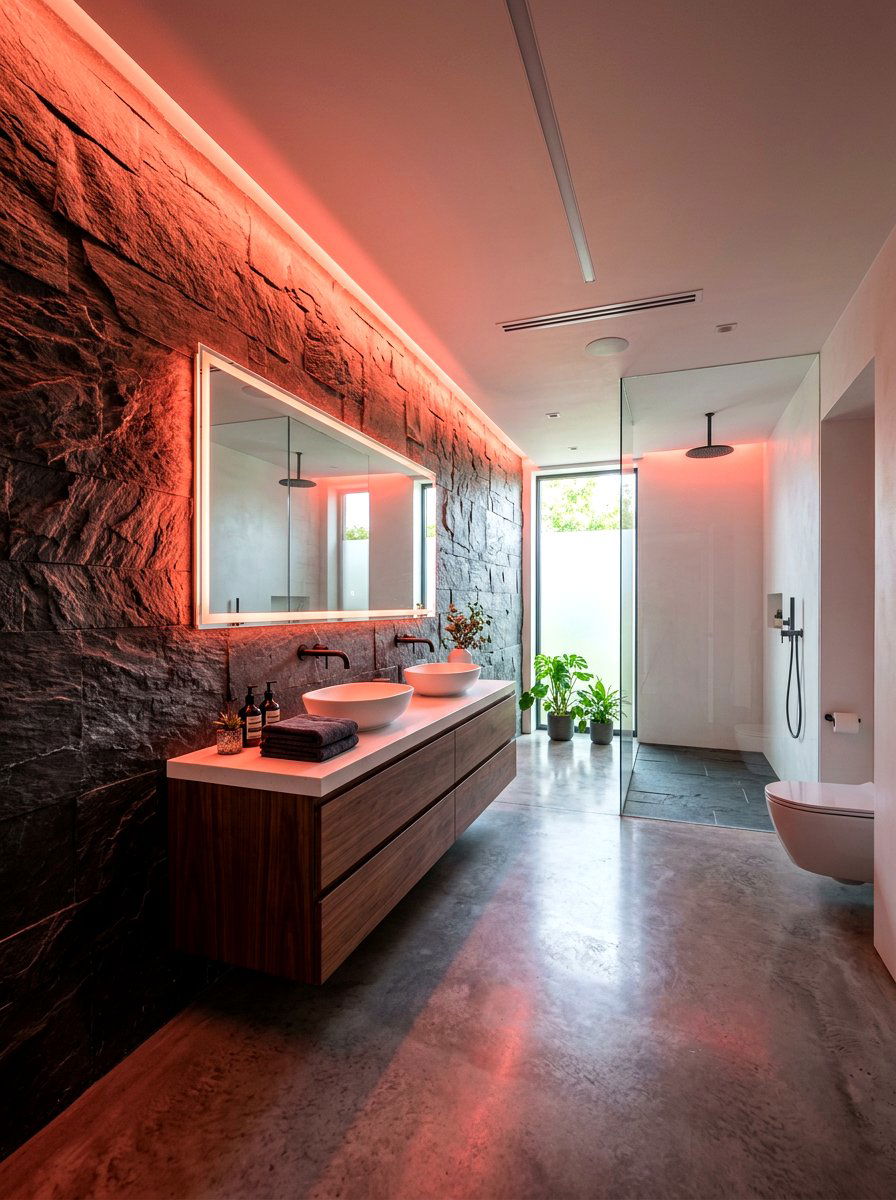 Red Hidden Cove Light - 30 red light bathroom ideas