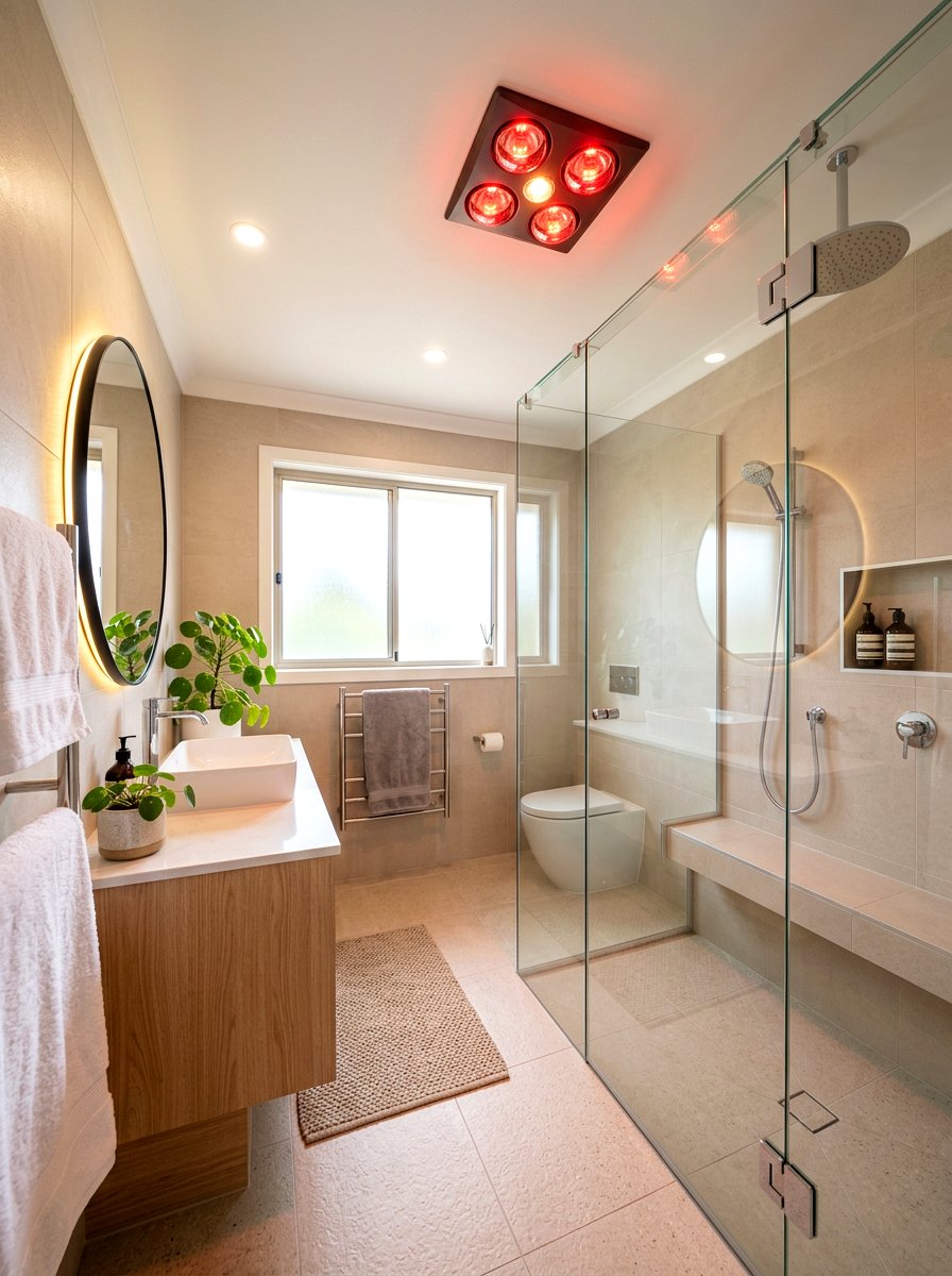 Red Infrared Heat Lamp - 30 red light bathroom ideas