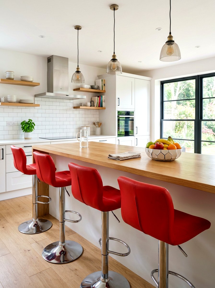 Red Kitchen Bar Stools - 30 cherry red kitchen ideas