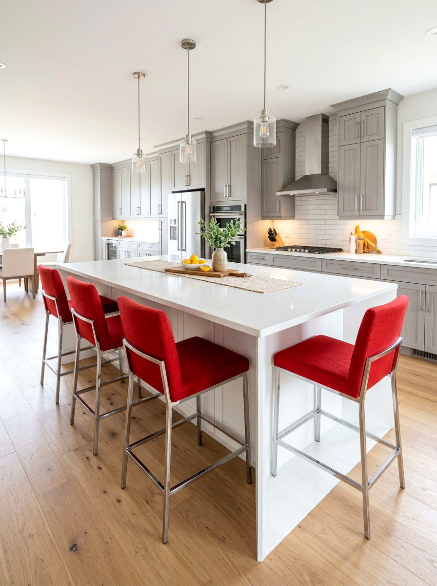 Red Kitchen Bar Stools - 30 tomato red kitchen ideas