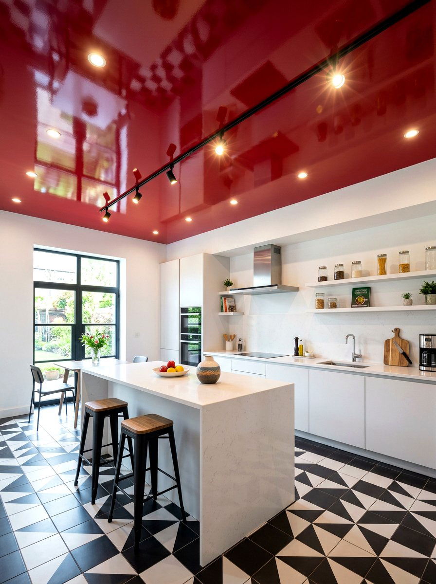 Red Kitchen Ceiling - 30 cherry red kitchen ideas