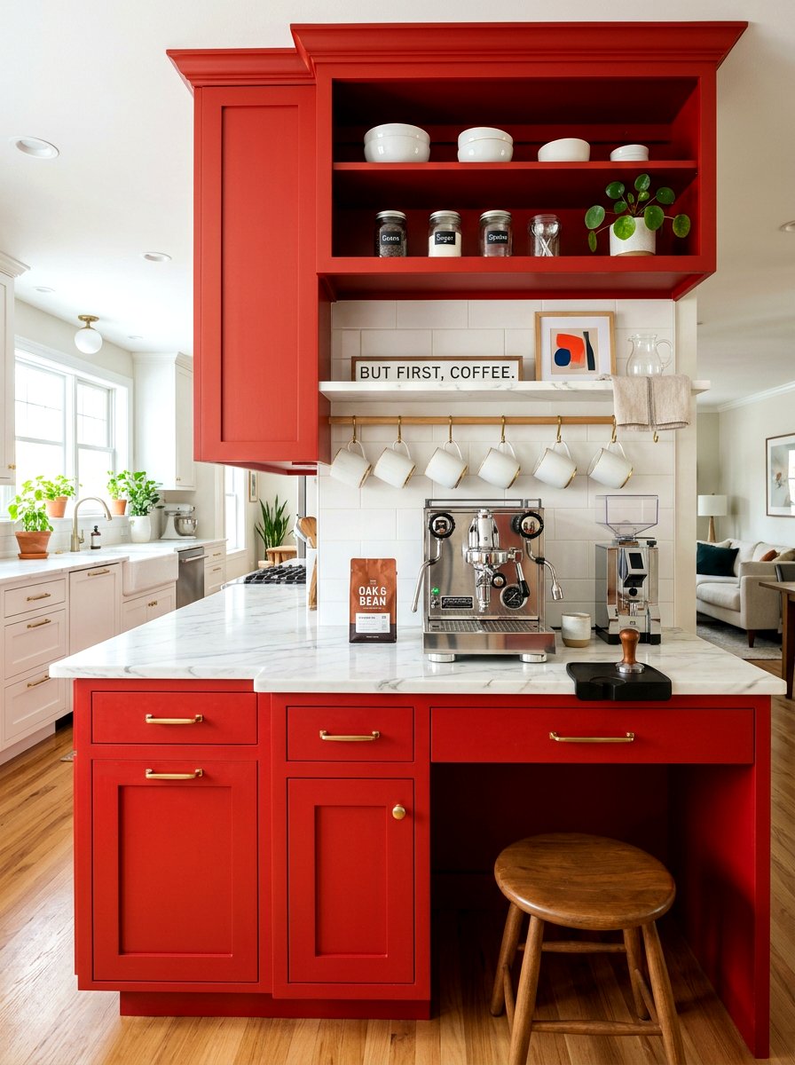 Red Kitchen Coffee Bar - 30 tomato red kitchen ideas