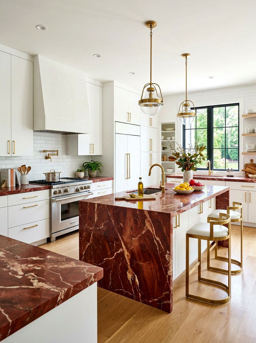 Red Kitchen Marble Countertops - 30 tomato red kitchen ideas