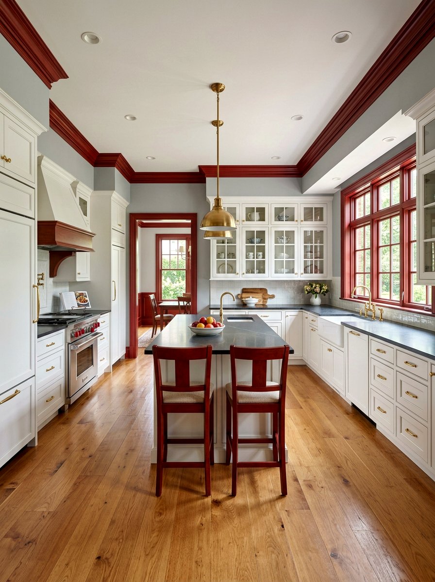 Red Kitchen Molding - 30 cherry red kitchen ideas