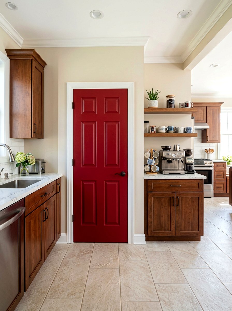 Red Kitchen Pantry Door - 30 cherry red kitchen ideas