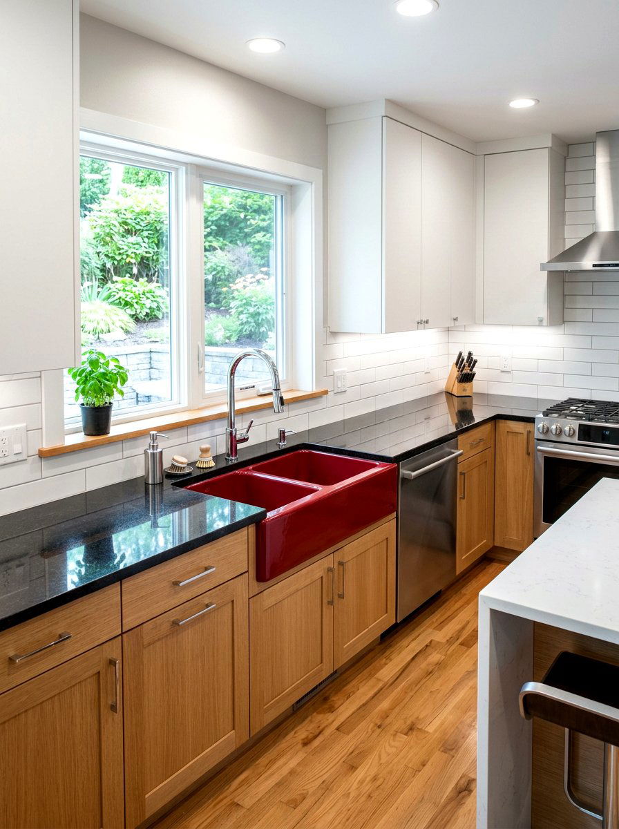 Red Kitchen Sink - 30 cherry red kitchen ideas